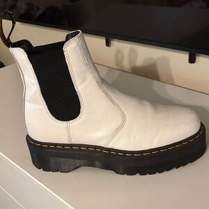 Dr. Martens White Ankle Boots with Black Sole